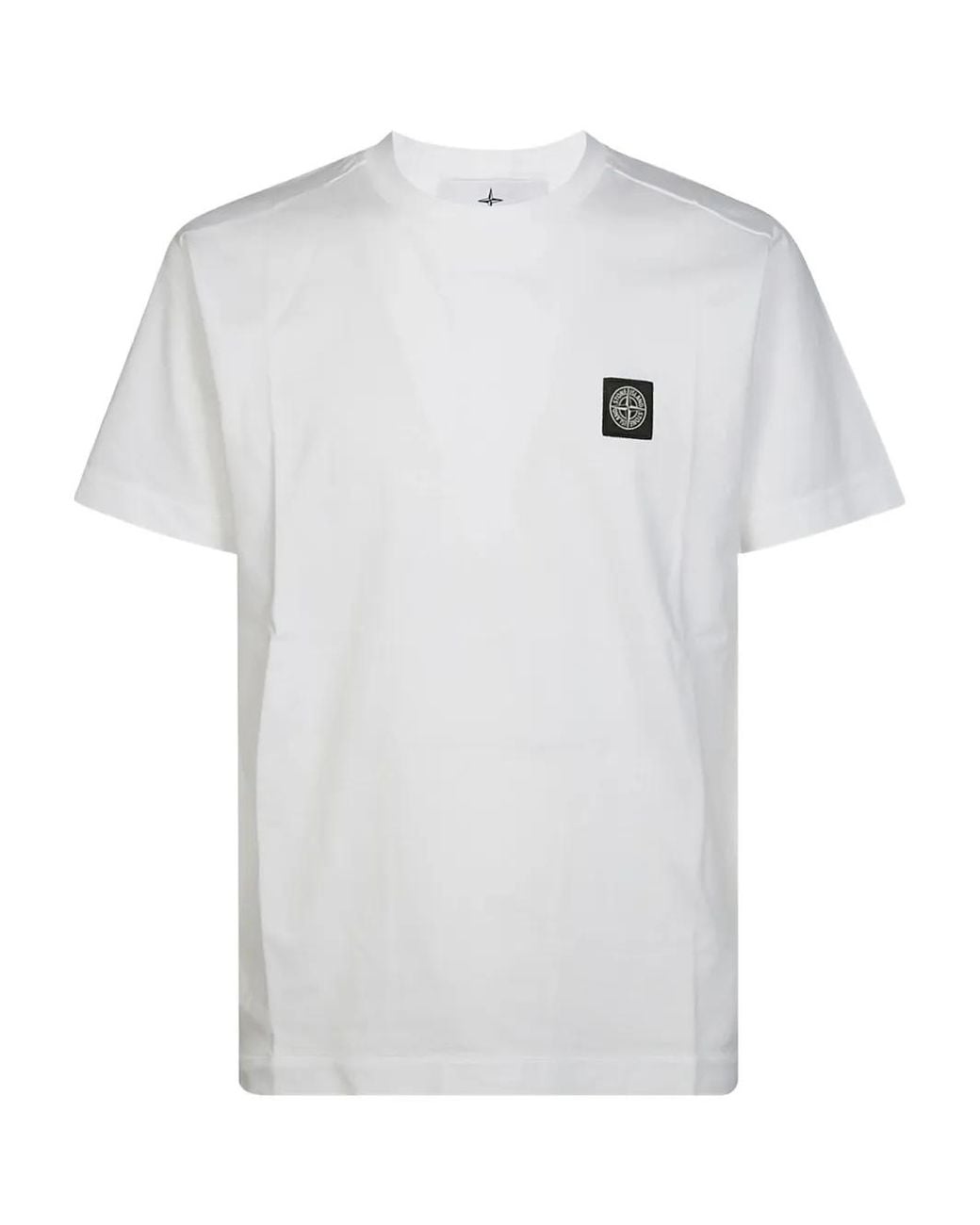 Stone Island White Compass-Patch T-Shirt for men