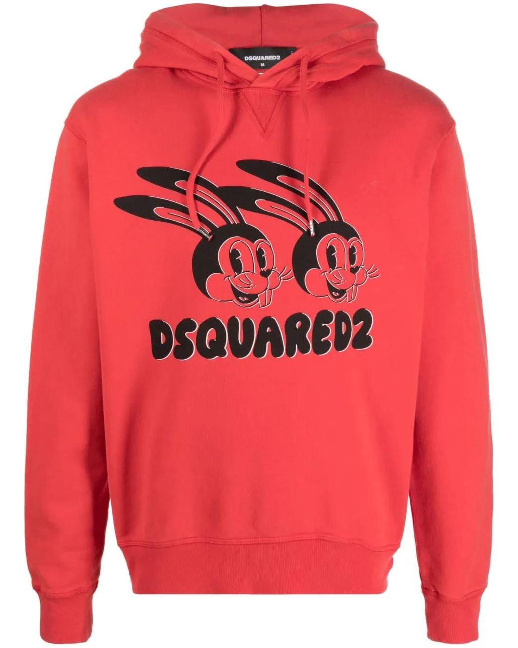 DSquared² Red Graphic-Print Cotton Hoodie for men