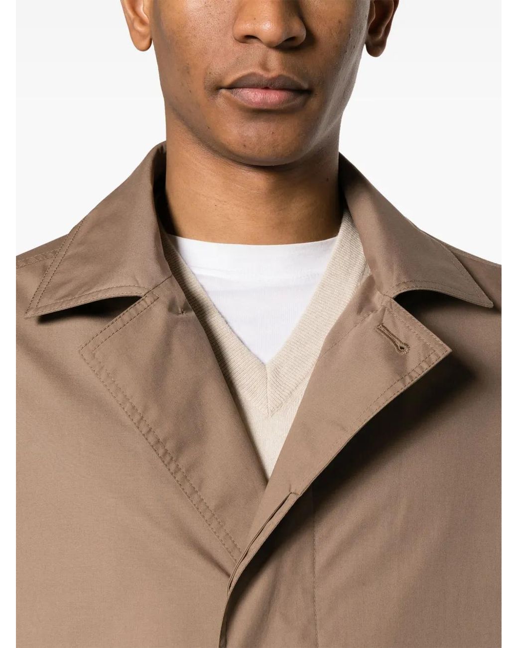 Brunello Cucinelli Natural Single-Breasted Coat for men