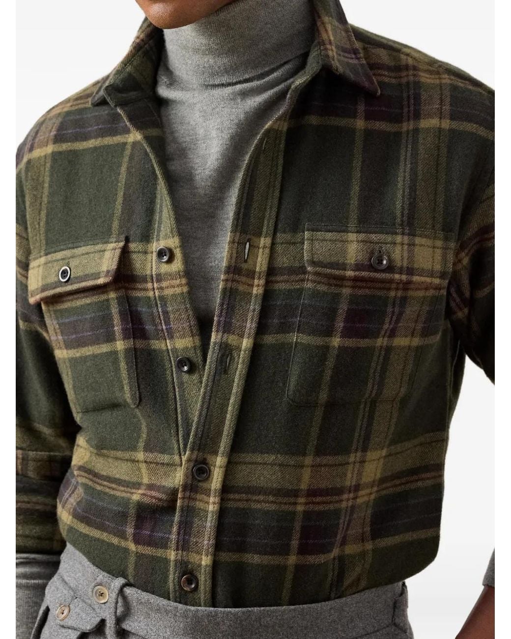 Ralph Lauren Green Surchemise À Poches Poitrine for men