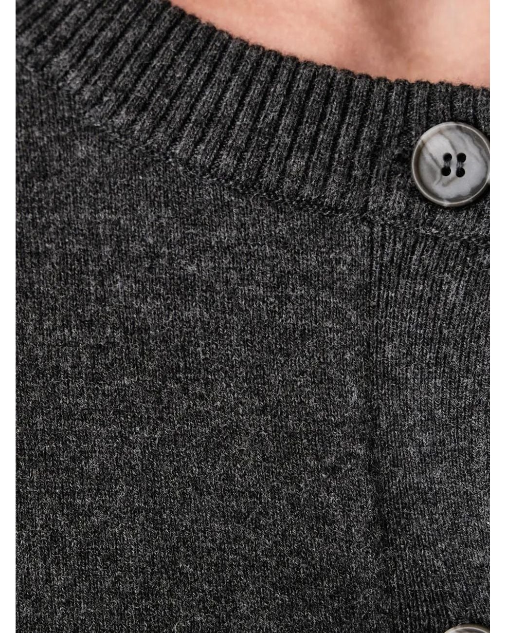 Marc O' Polo Black Ribbed-Trim Button-Up Cardigan