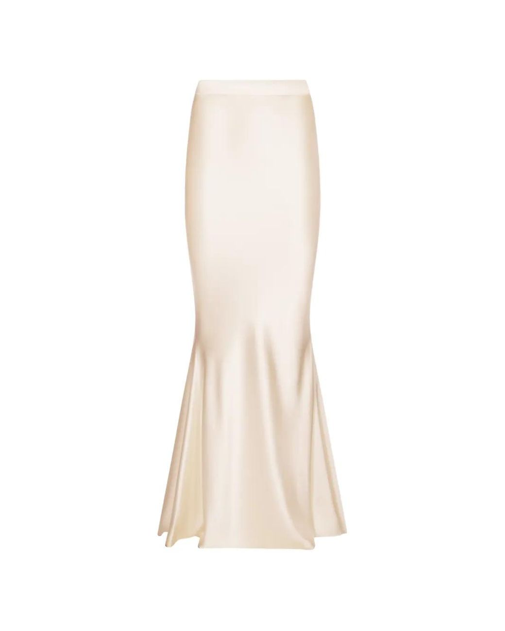 ALEXIA & ANTONIA White Bias-Cut Flared-Hem Maxi Skirt
