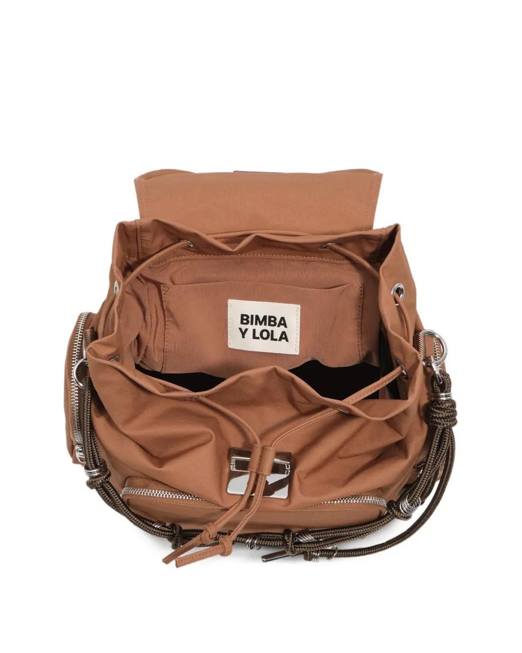 Bimba Y Lola Brown Large Light Cotton Pocket Backpack