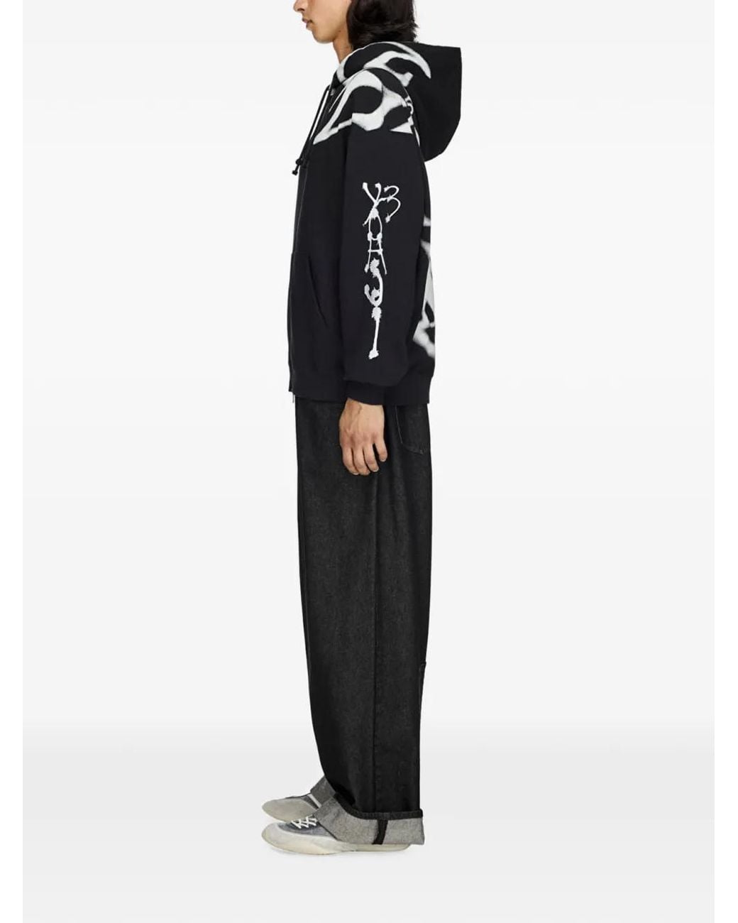 Y-3 Black Chito Graphic French Terry Zipper Hoodie