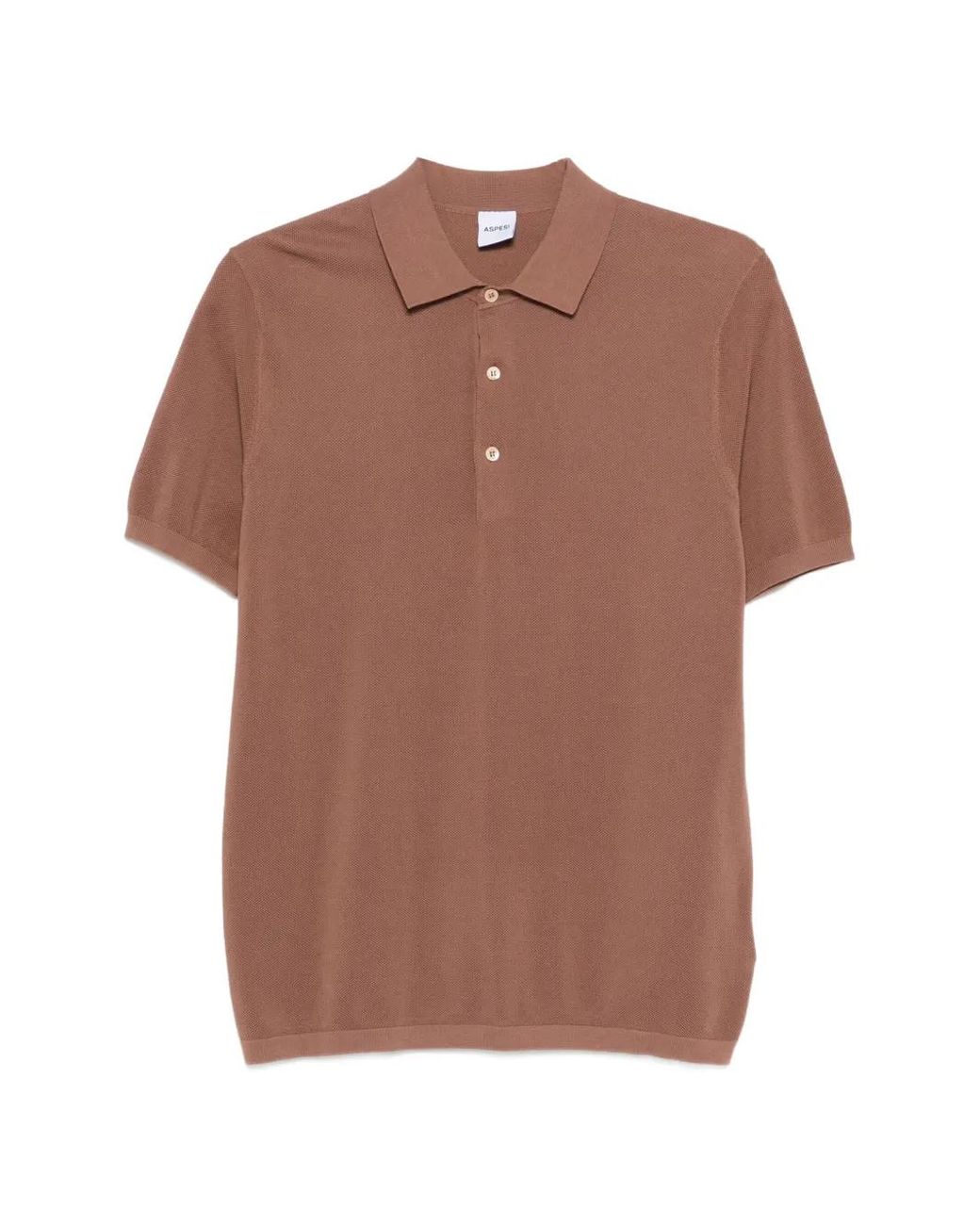 Aspesi Brown Knitted Polo Shirt for men