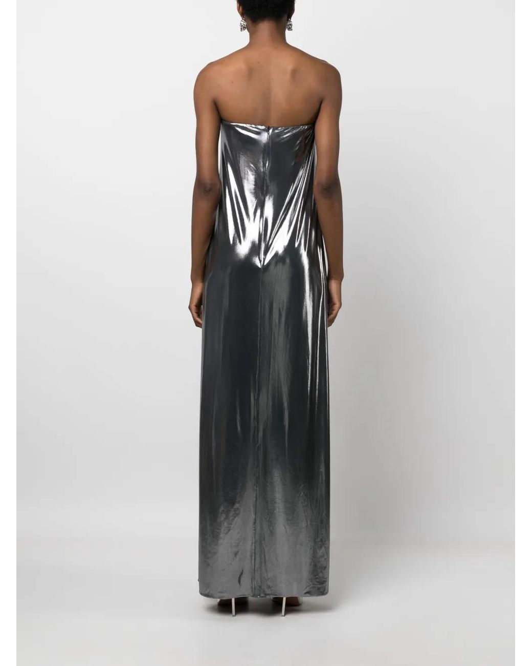 Magda Butrym Strapless Metallic Maxi Dress