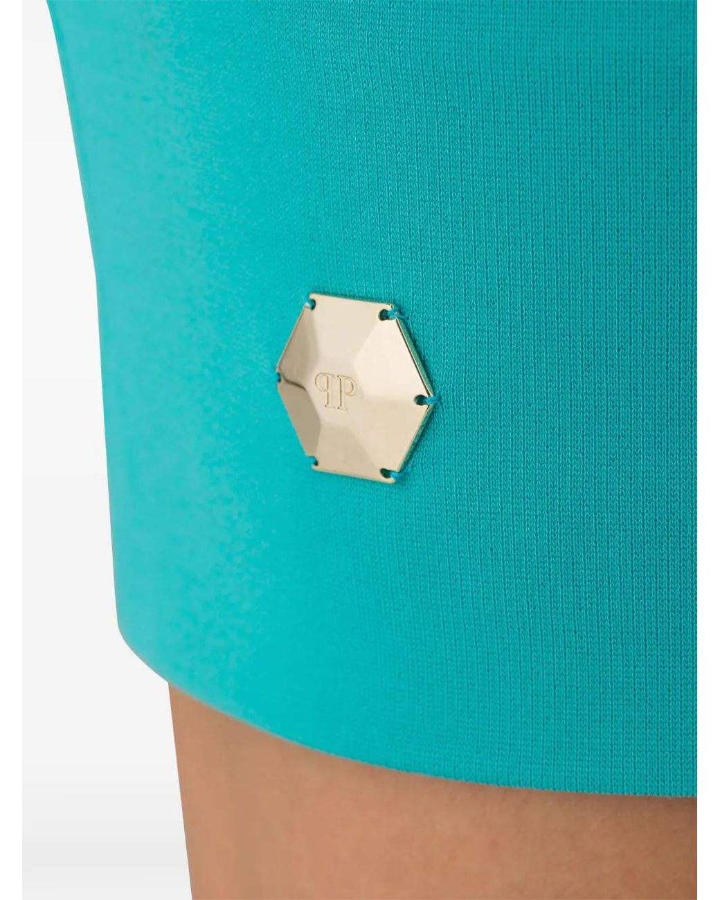 Philipp Plein Blue Cut-Out Mini Dress