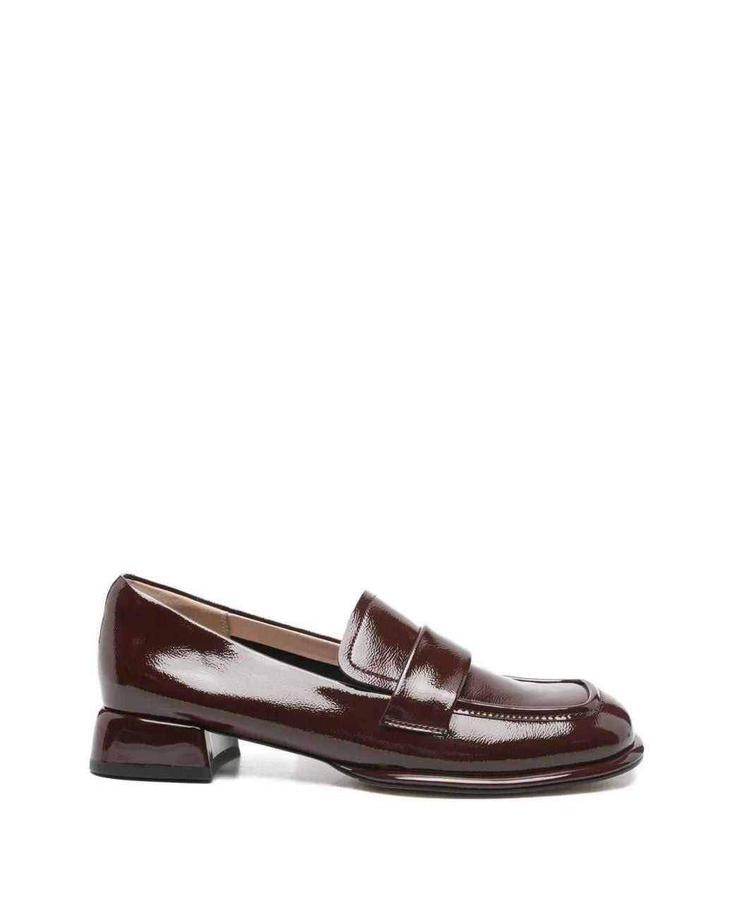 SERGIO MORETTI FIRENZE Brown Patent-Finish Square-Toe Loafers