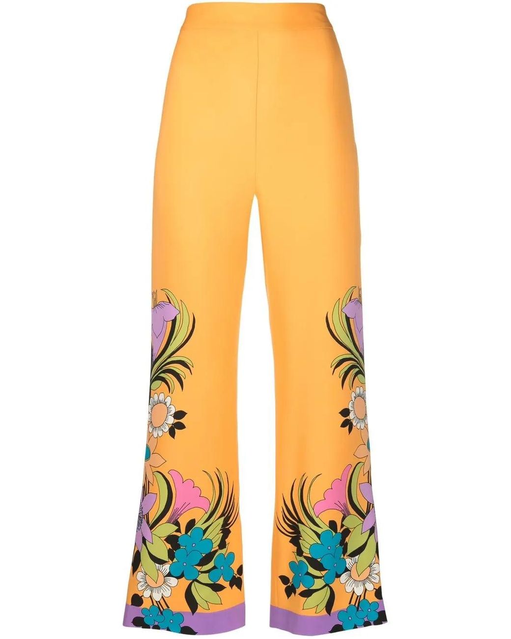 LaDoubleJ Yellow Pantalon Évasé À Fleurs