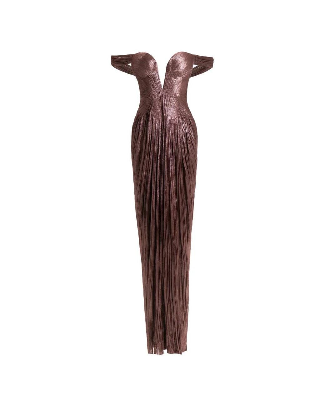 Maria Lucia Hohan Purple Tia Off-Shoulder Gown