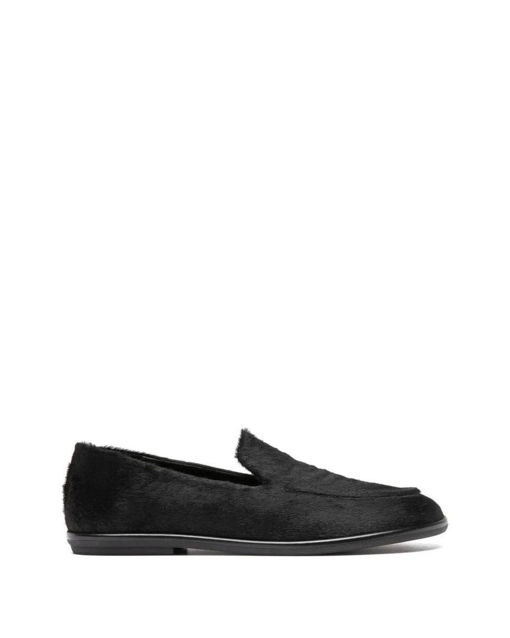 Officine Creative Black Furry Loafers
