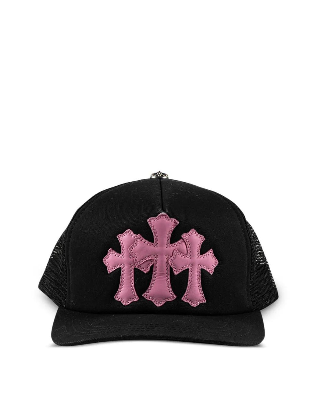 Chrome Hearts Black Cemetery Cross Trucker Hat for men