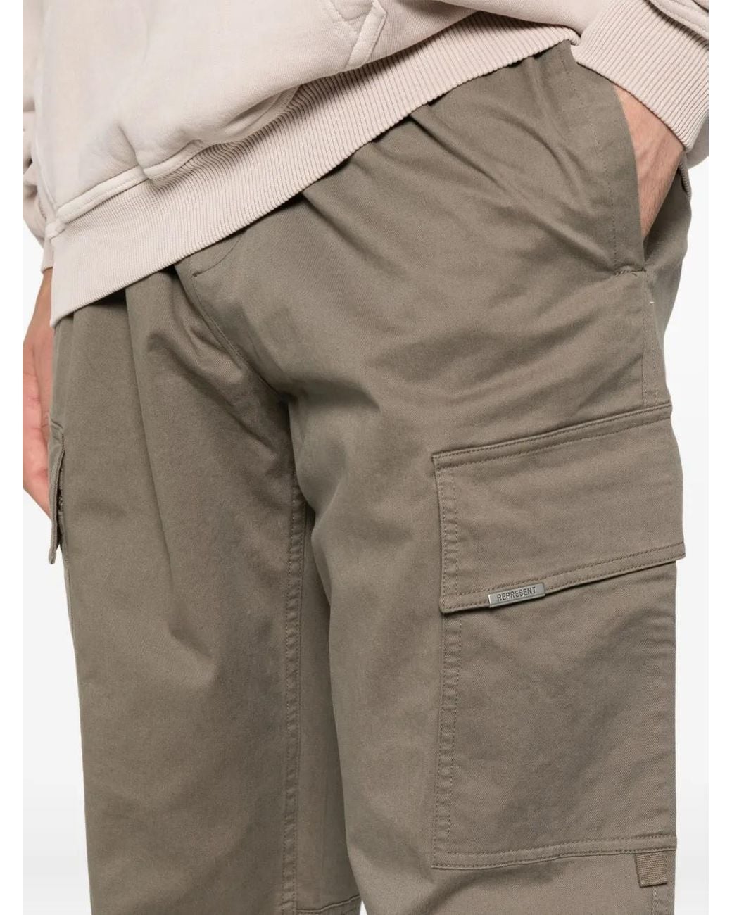 Represent Gray Cuffed Cargo Trousers for men