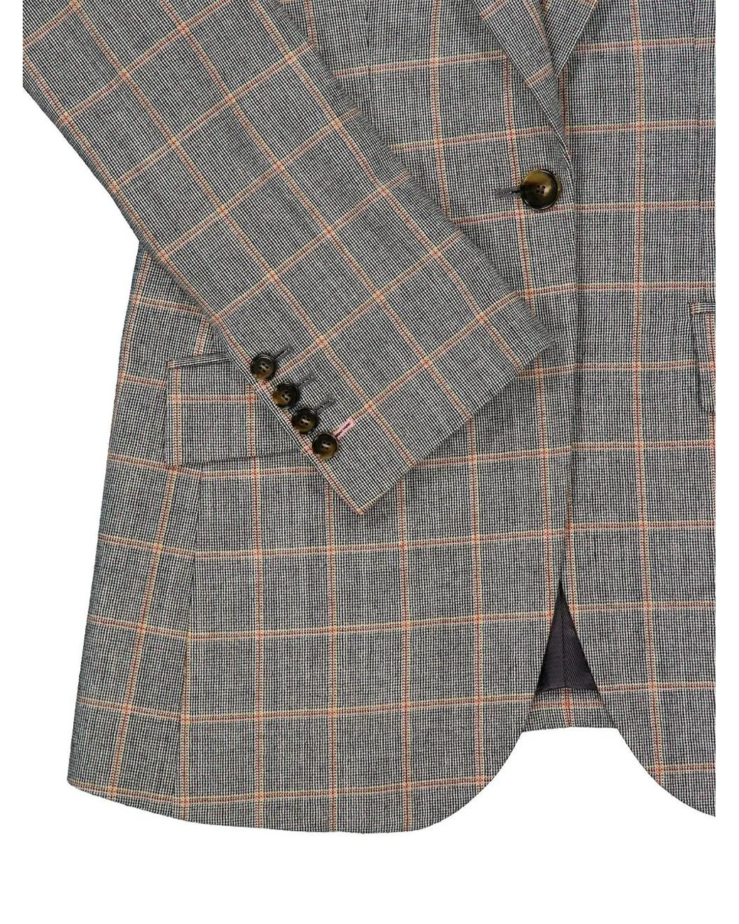 Stella McCartney Gray Blazer En Laine À Motif Prince De Galles