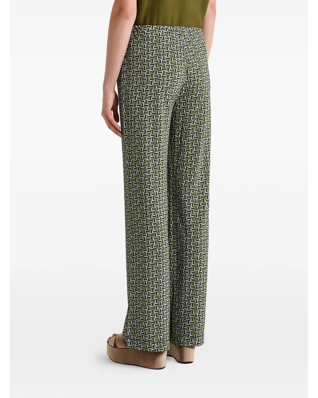 Maliparmi Green Mali Strones Geometric-Pattern Palazzo Pants