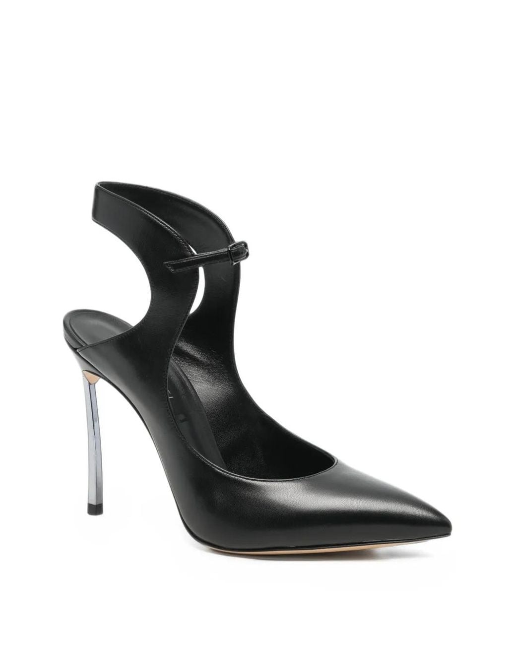Casadei Black Pointed-Toe Buckled Pumps