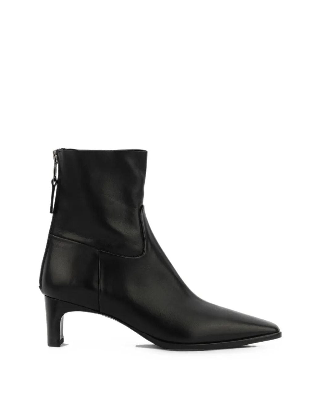 Elena Iachi Black Pointed-Toe Zip-Back Ankle Boots