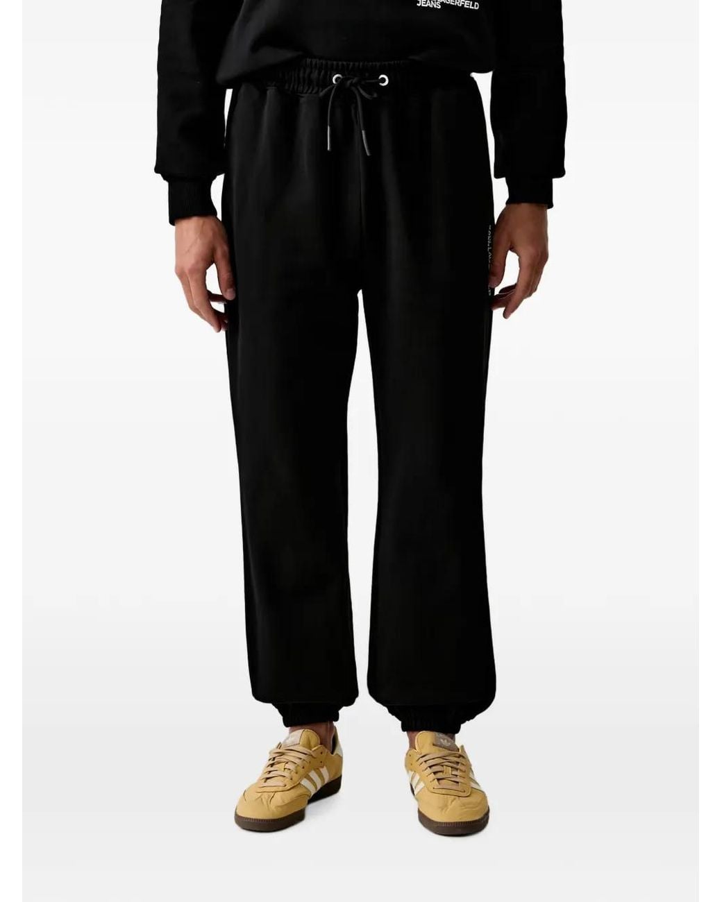 Karl Lagerfeld Black Pantalon De Jogging À Logo Imprimé Et Lien De Resserrage for men