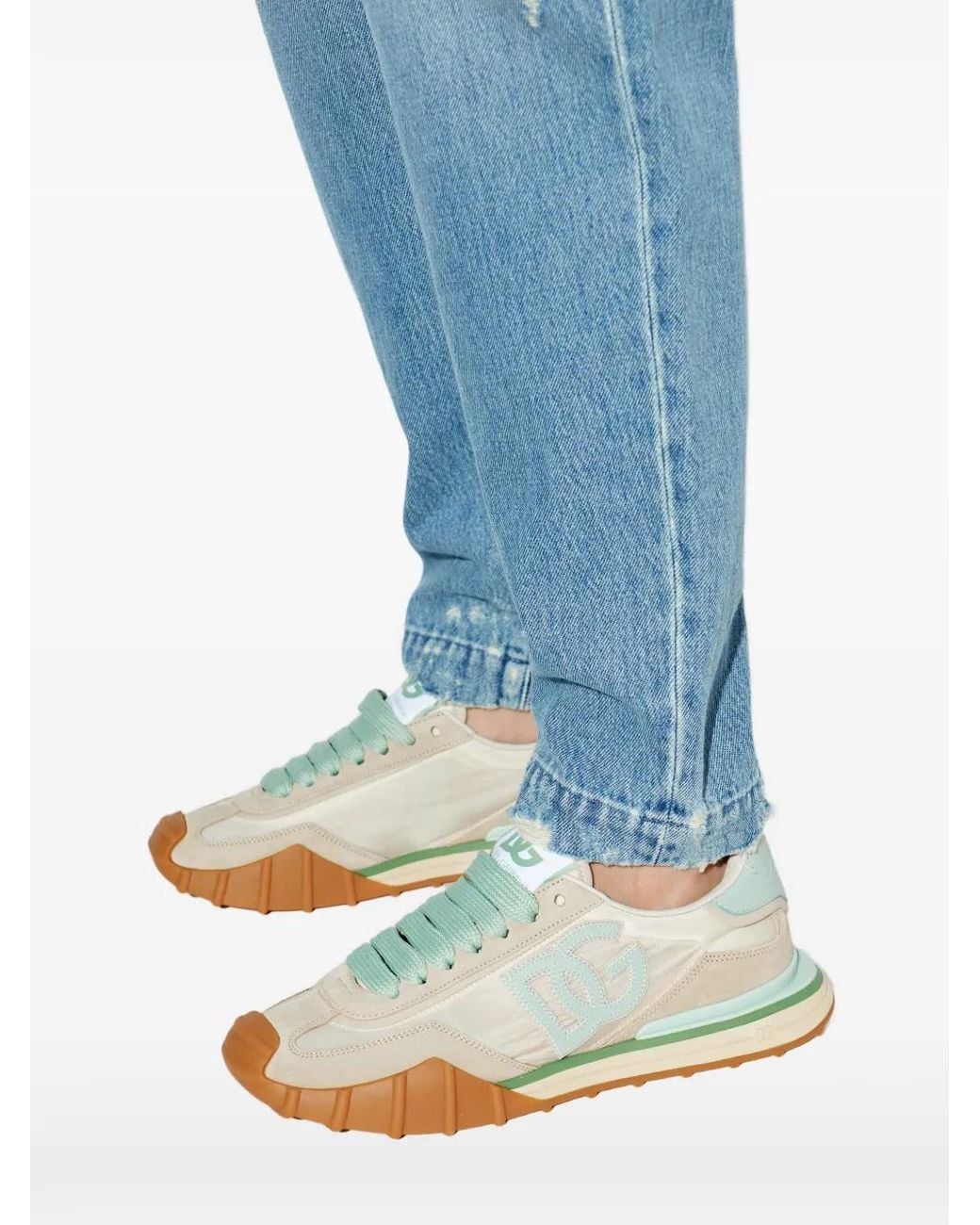 Dolce & Gabbana Green Sports Shoes With Logo