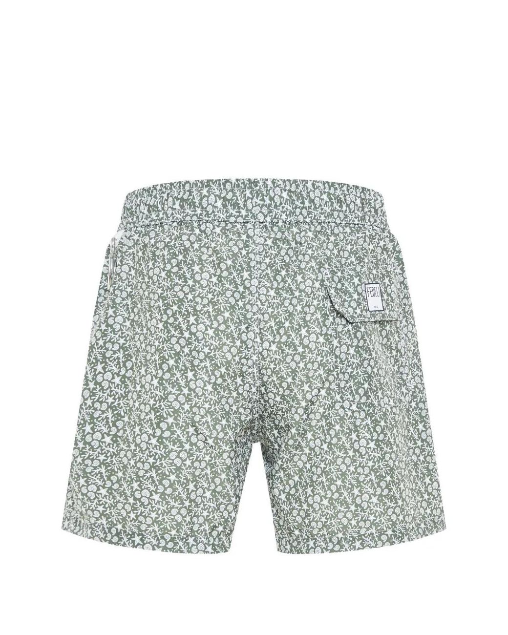 Fedeli Blue Floral-Print Swim Shorts for men