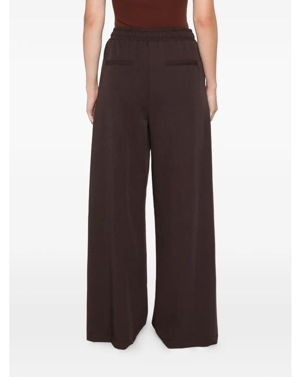 ViCOLO Brown Drawstring Wide-Leg Trousers