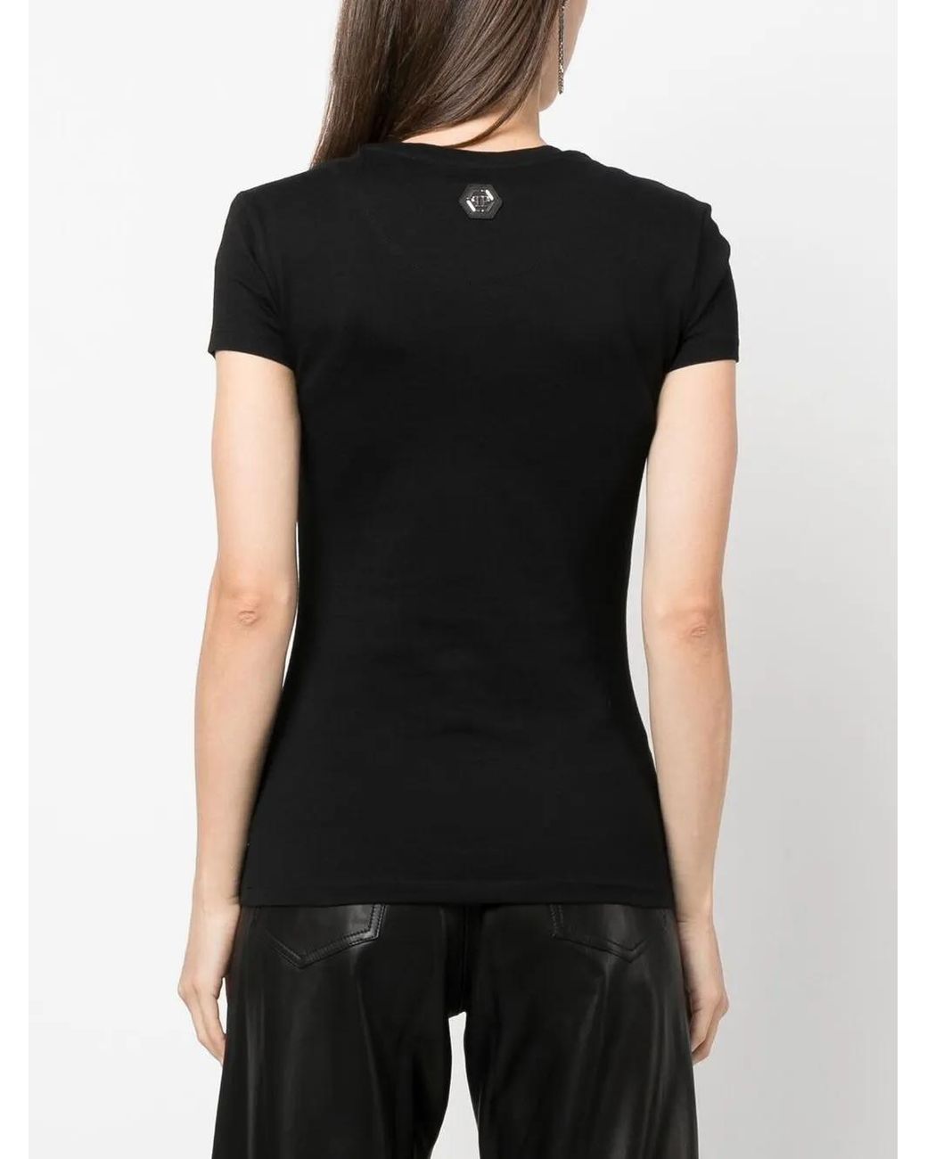 Philipp Plein Black Crystal-Embellished Logo T-Shirt