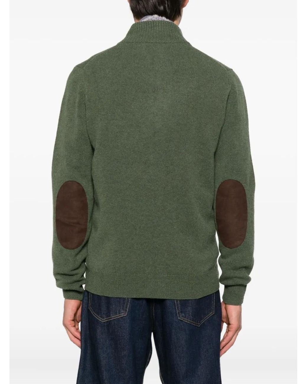 Barbour Green Elbow-Patch Cardigan for men