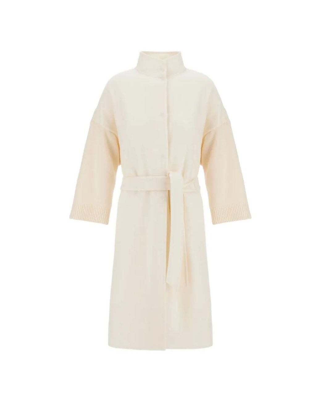 Herno White Resort Belted Turtleneck Cardigan