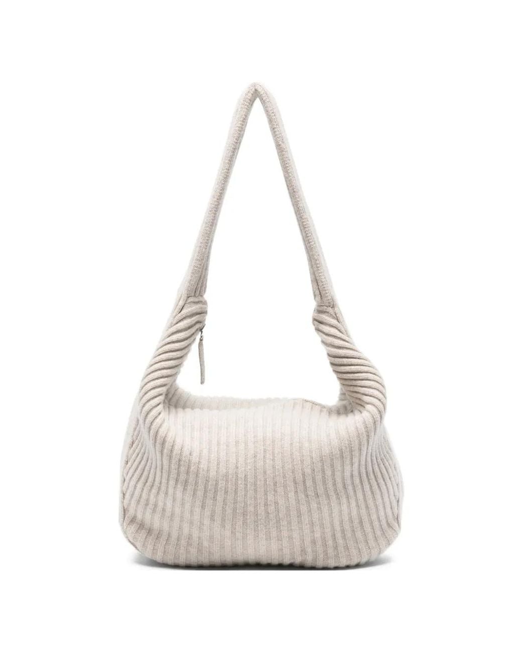 AYA MUSE White Sac Porté Épaule Zippé À Design Côtelé