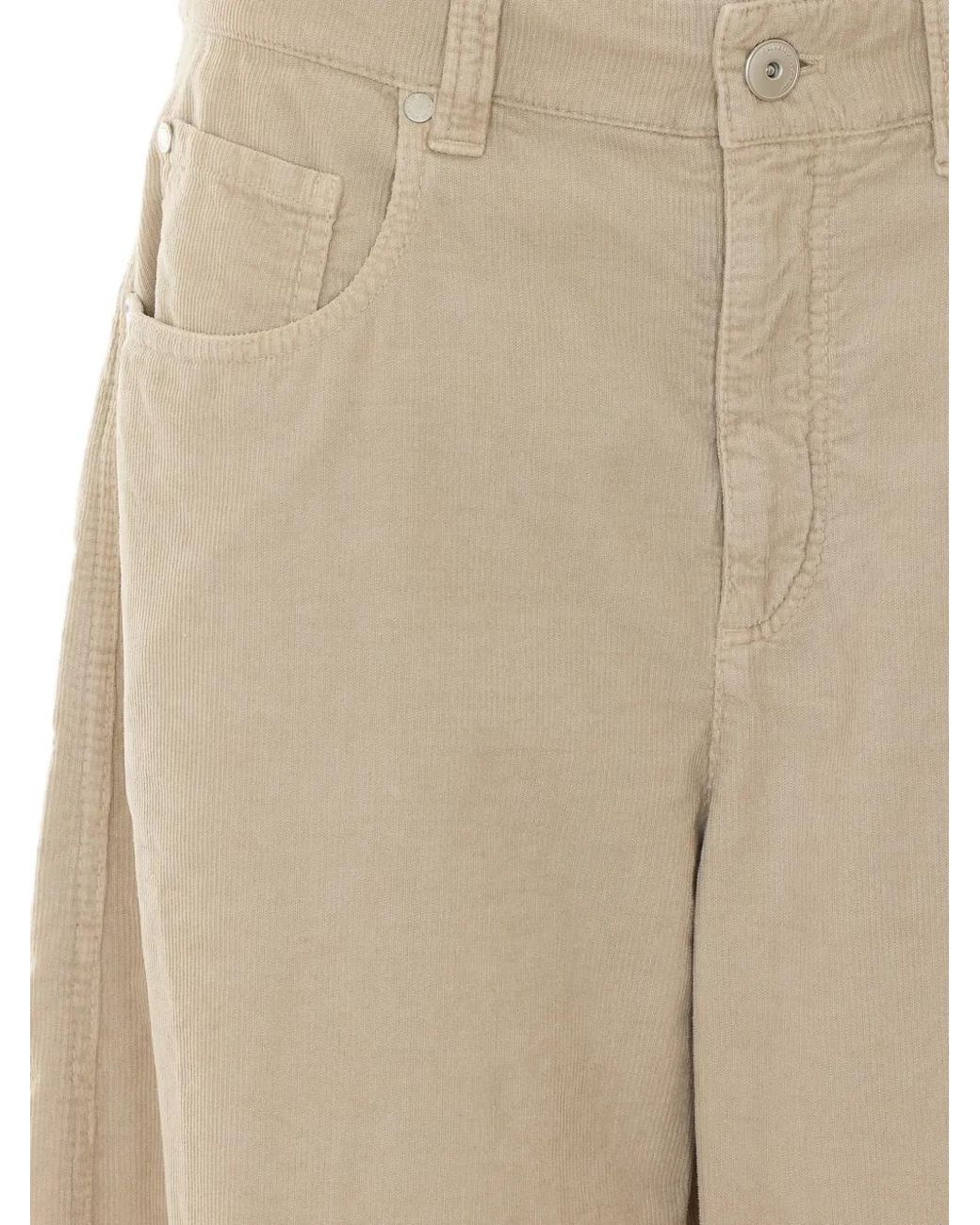 Brunello Cucinelli Natural Velvet Trousers