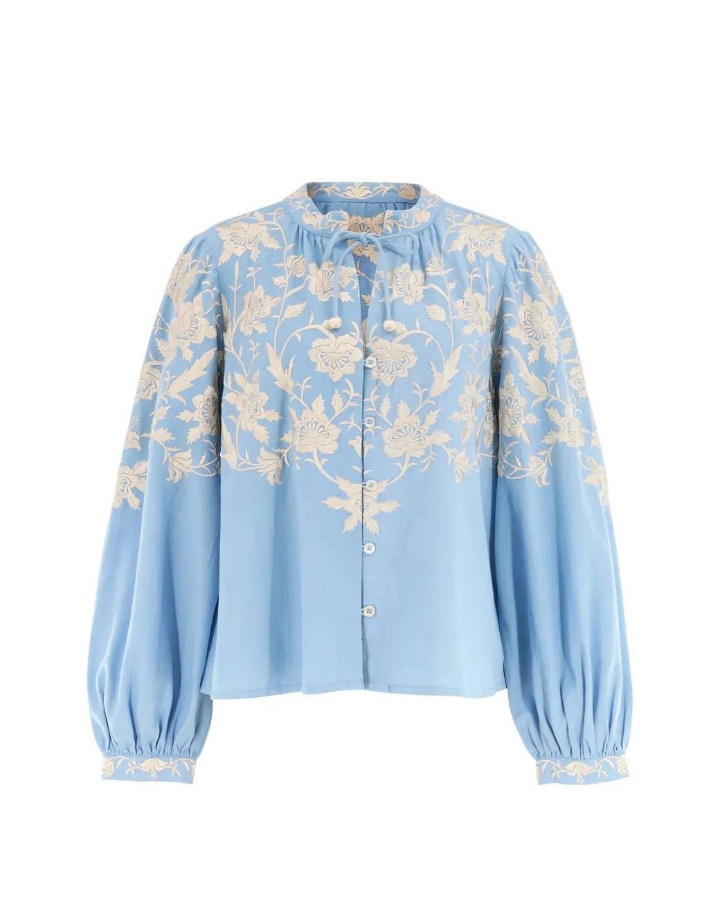Sea Blue Alina Floral-Pattern Shirt