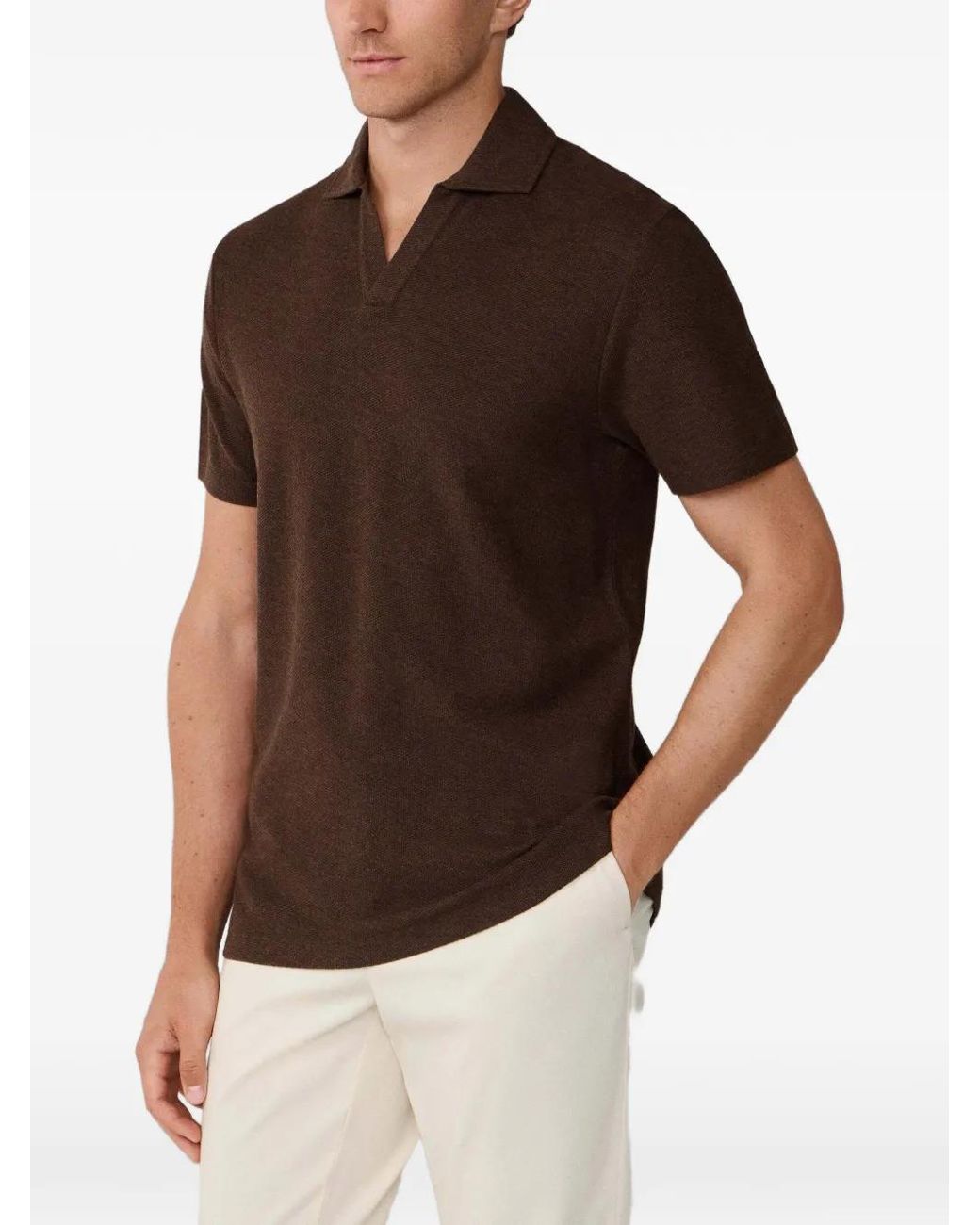 Hackett Brown V-Neck Polo Shirt for men