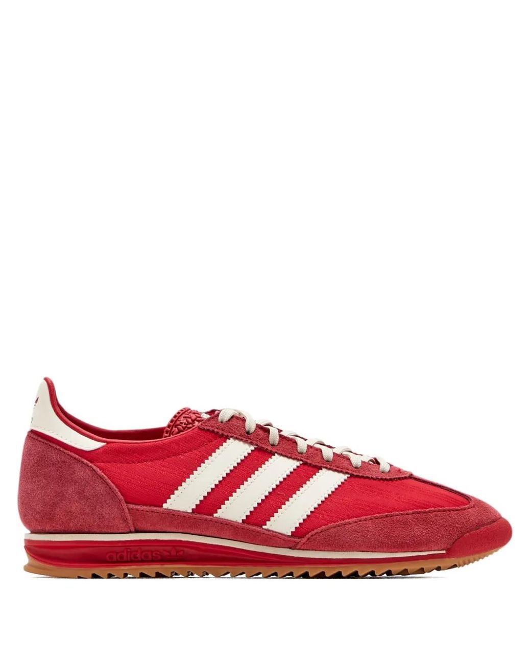 Adidas Red Three-Stripes Leather Low-Top Sneakers for men