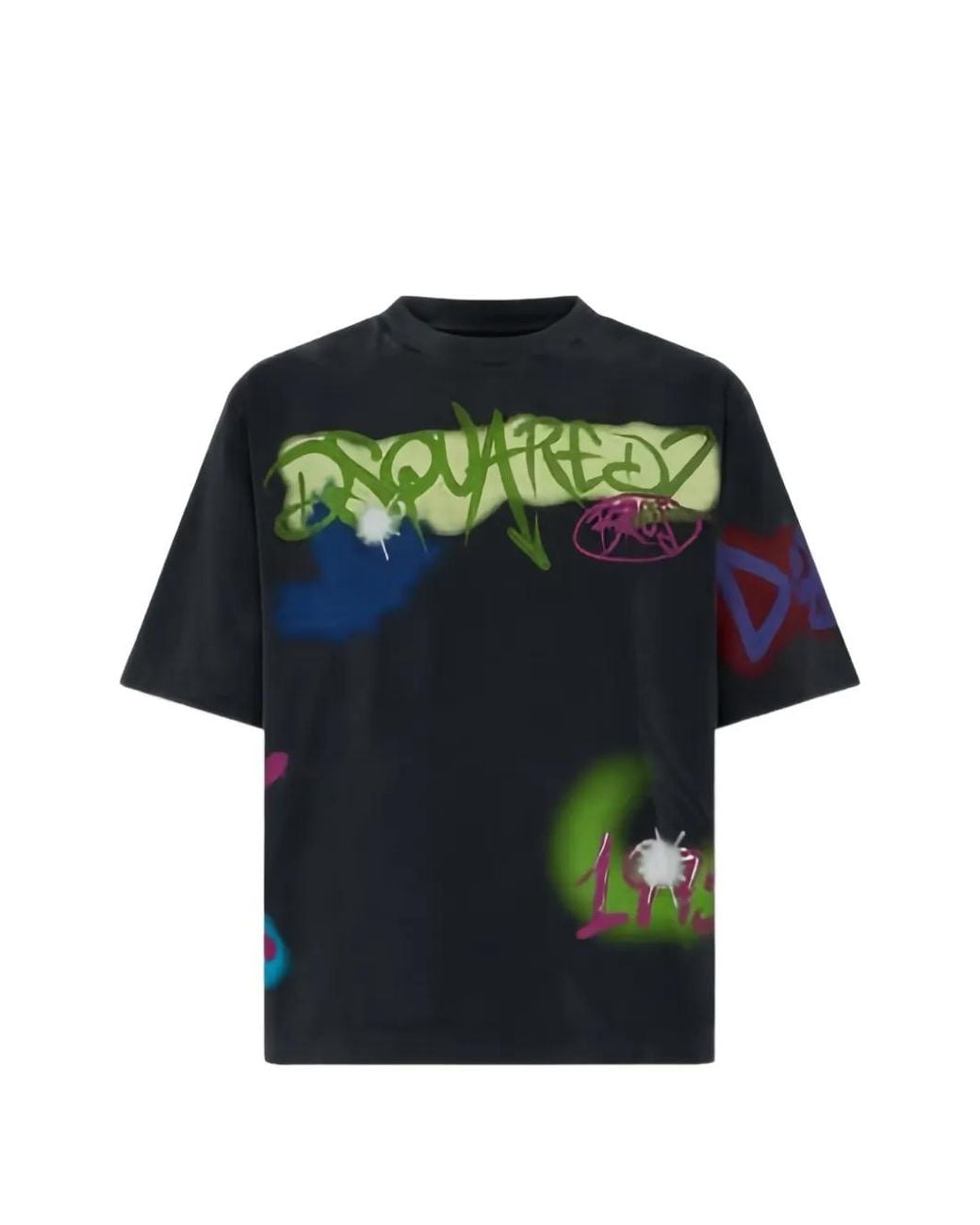 DSquared² Black Graffiti-Print T-Shirt for men