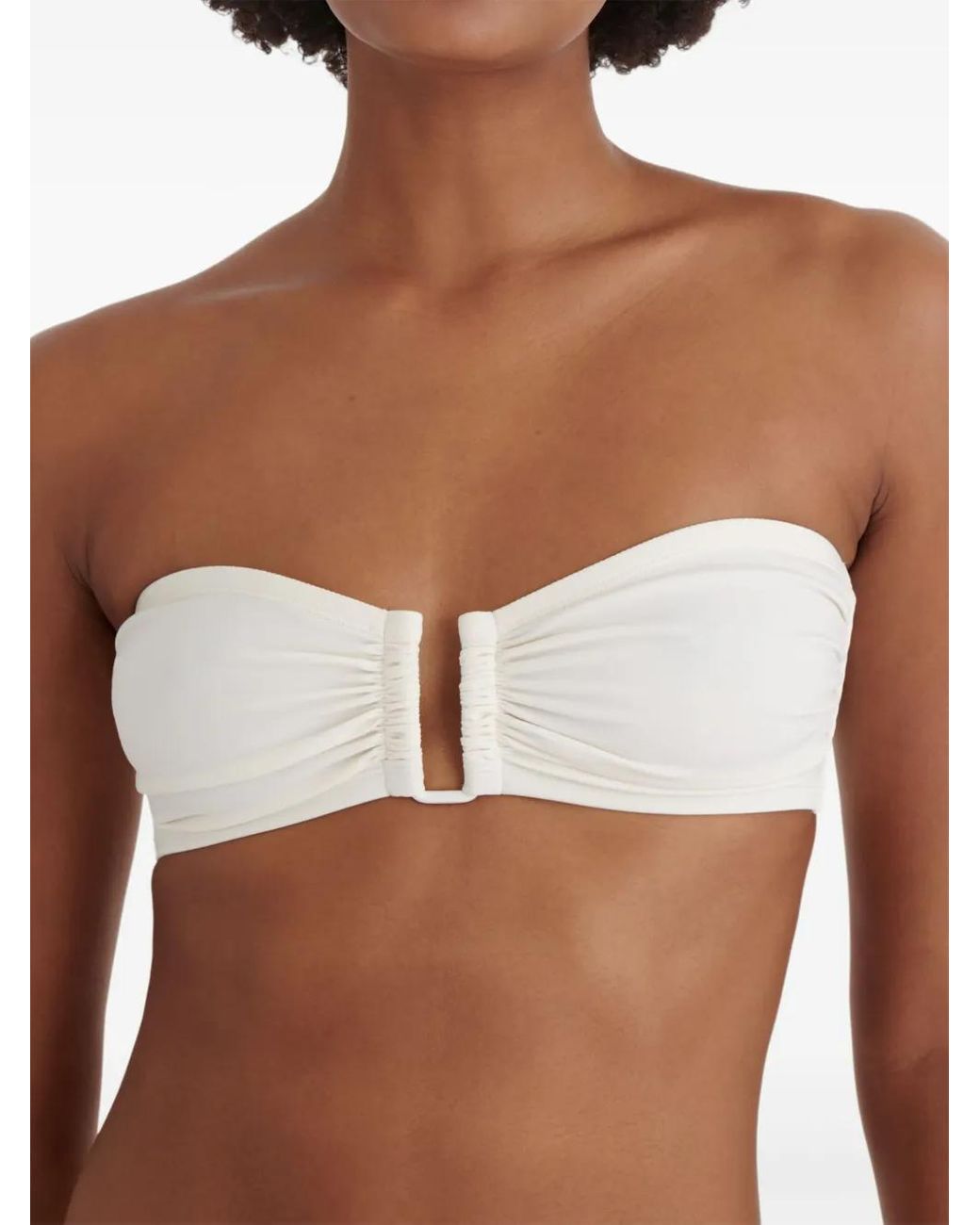 Eres White Show Ruched Bandeau Bikini Top
