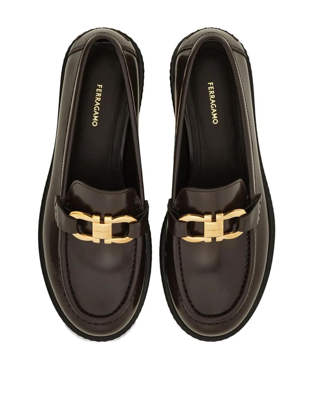 Ferragamo Black Moccasins With Gancini Ornament