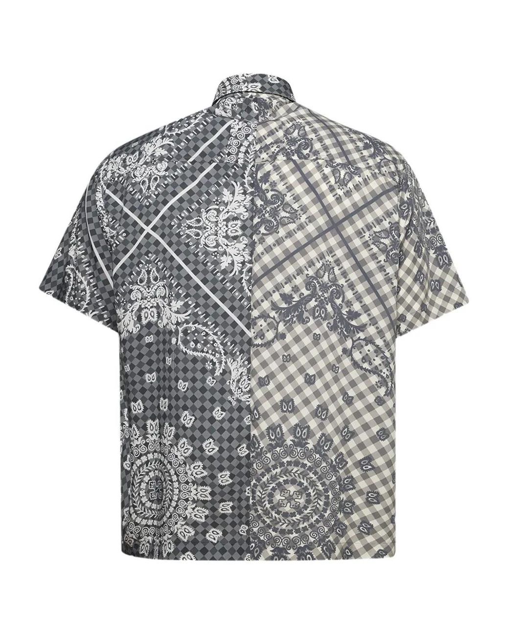 Rhude Gray Bandana-Print Gingham-Pattern Shirt for men