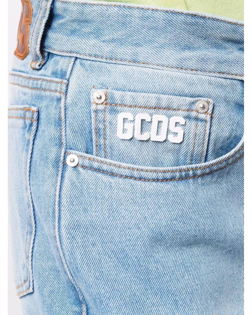 Gcds Blue Light-Wash Wide-Leg Jeans for men
