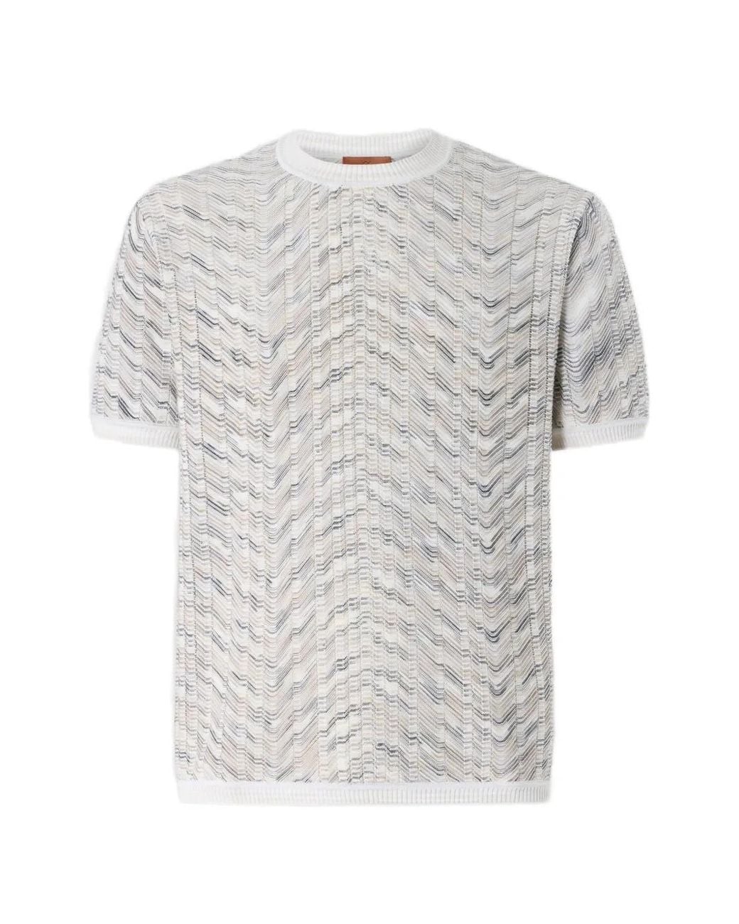Missoni Gray Openwork Cotton And Viscose Knit T-Shirt for men