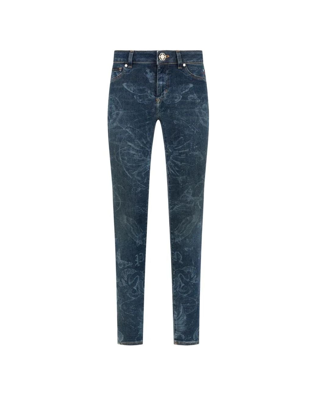 Philipp Plein Blue Butterfly Tattoo Jeggings