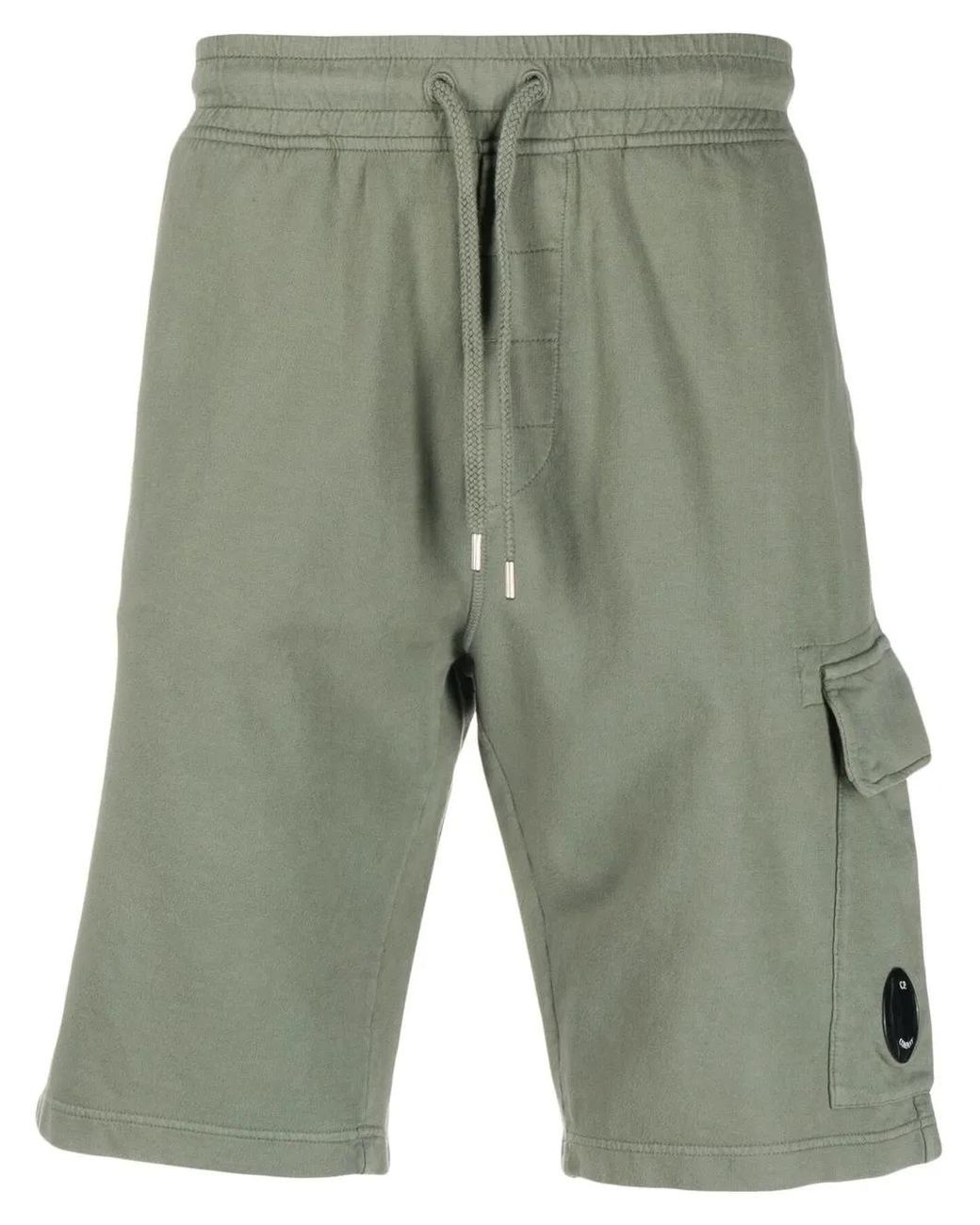 C P Company Green Lens-Detail Cargo Shorts for men