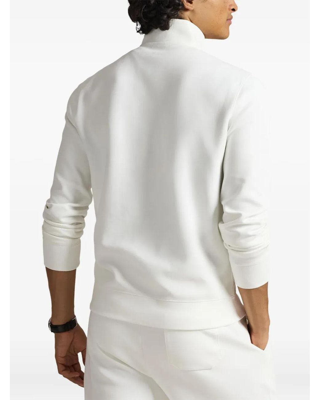 Polo Ralph Lauren White Double-Knit Quarter-Zip Pullover for men