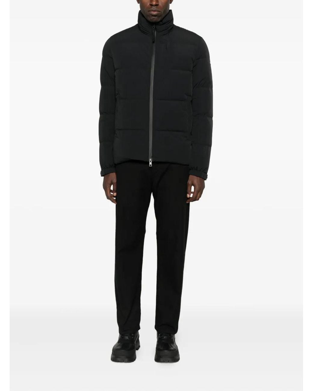 DUNO Black Quilted Zip-Front Jacket for men