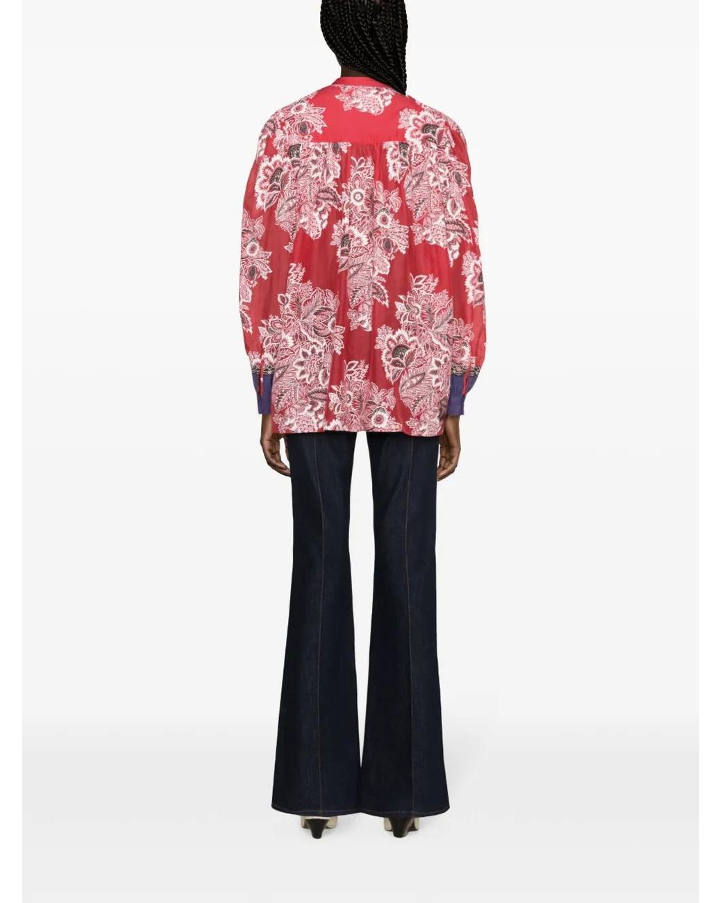 Etro Red Floral-Print Blouse