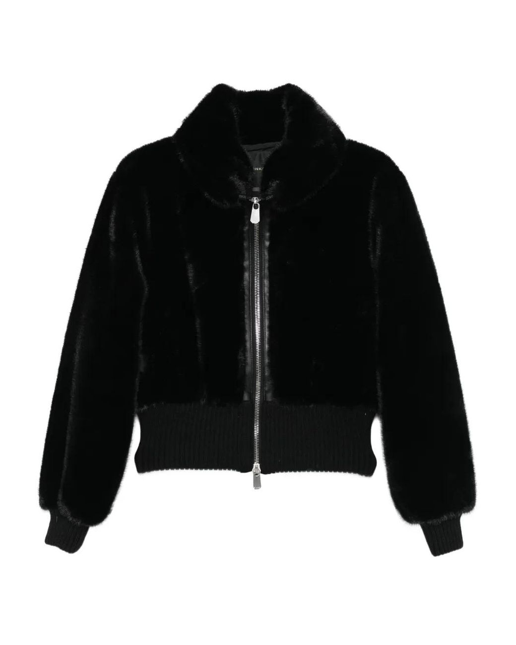 Pinko Black Ribbed Hem Zip Jacket