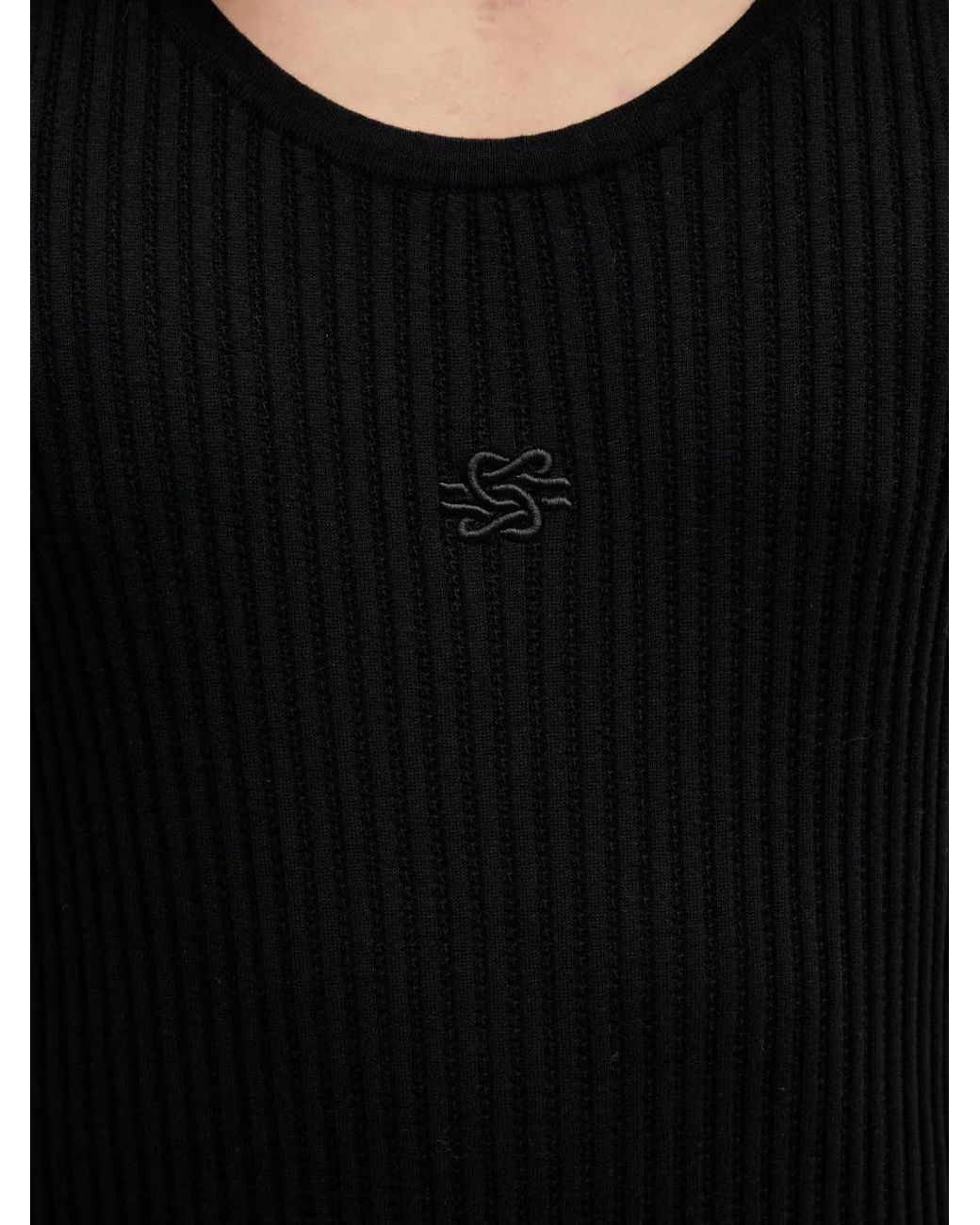 Filling Pieces Black Ribbed-Knit Embroidered-Logo Vest for men