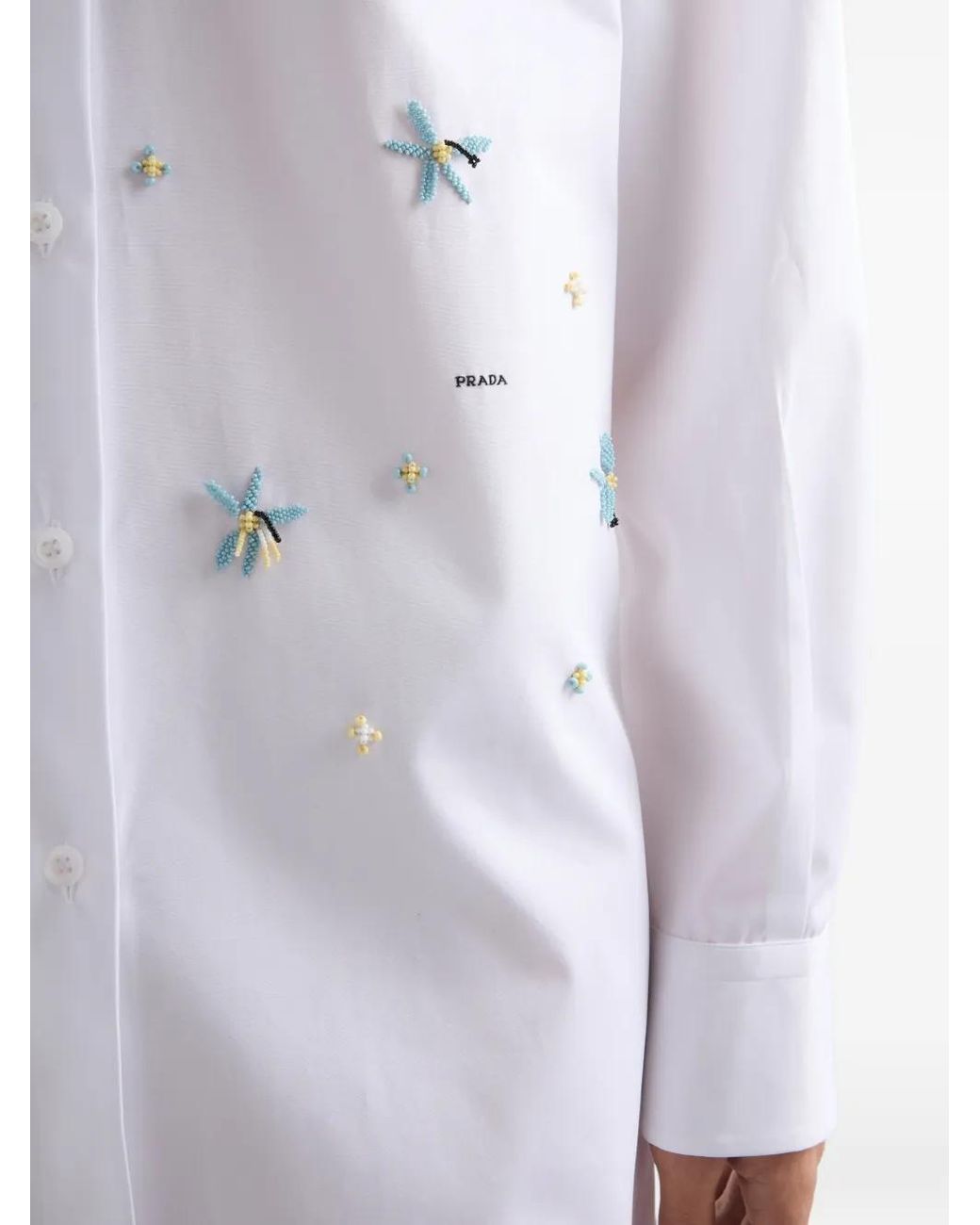 Prada White Embroidered Poplin Shirt
