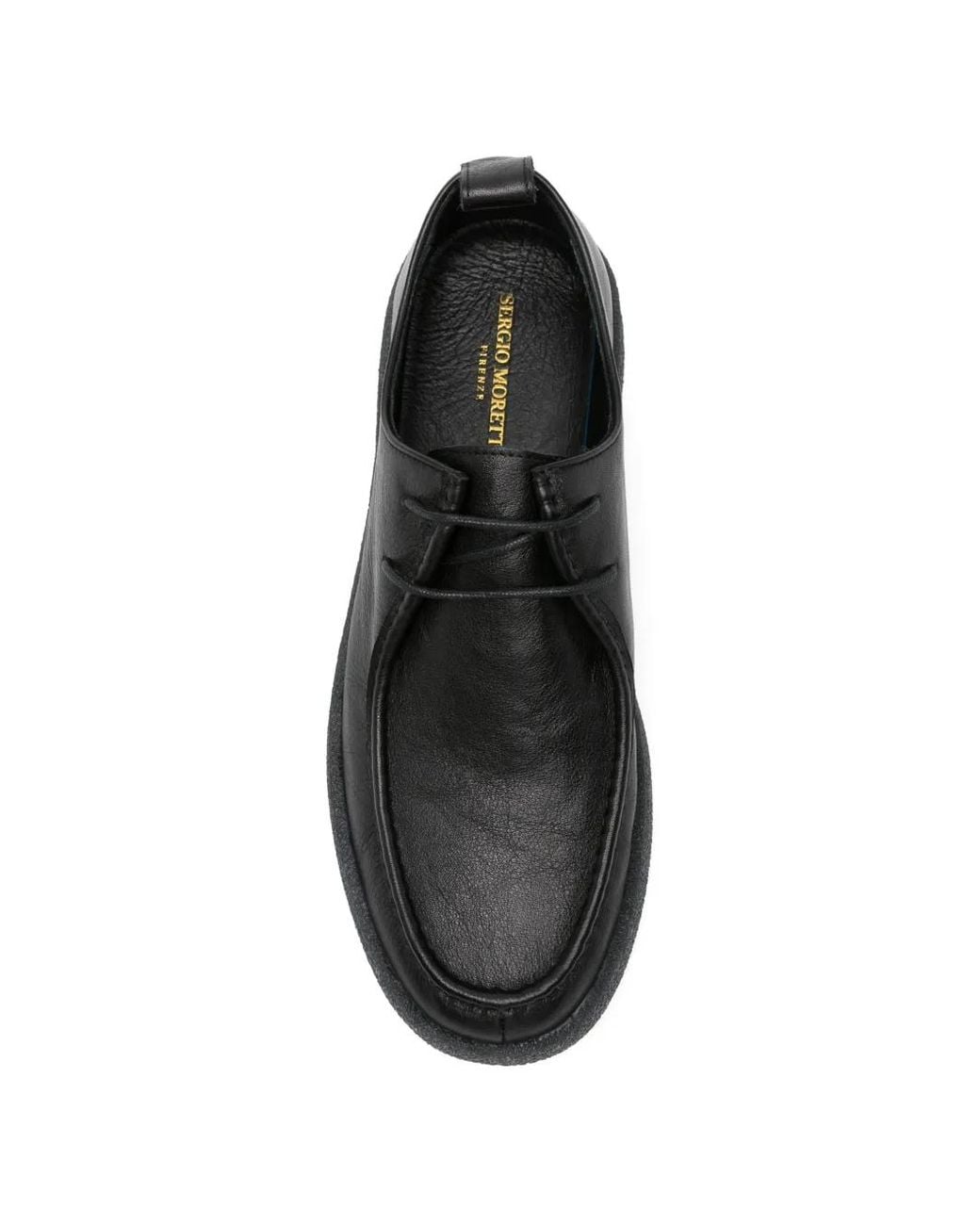 SERGIO MORETTI FIRENZE Black Lace-Up Leather Derby Shoes for men