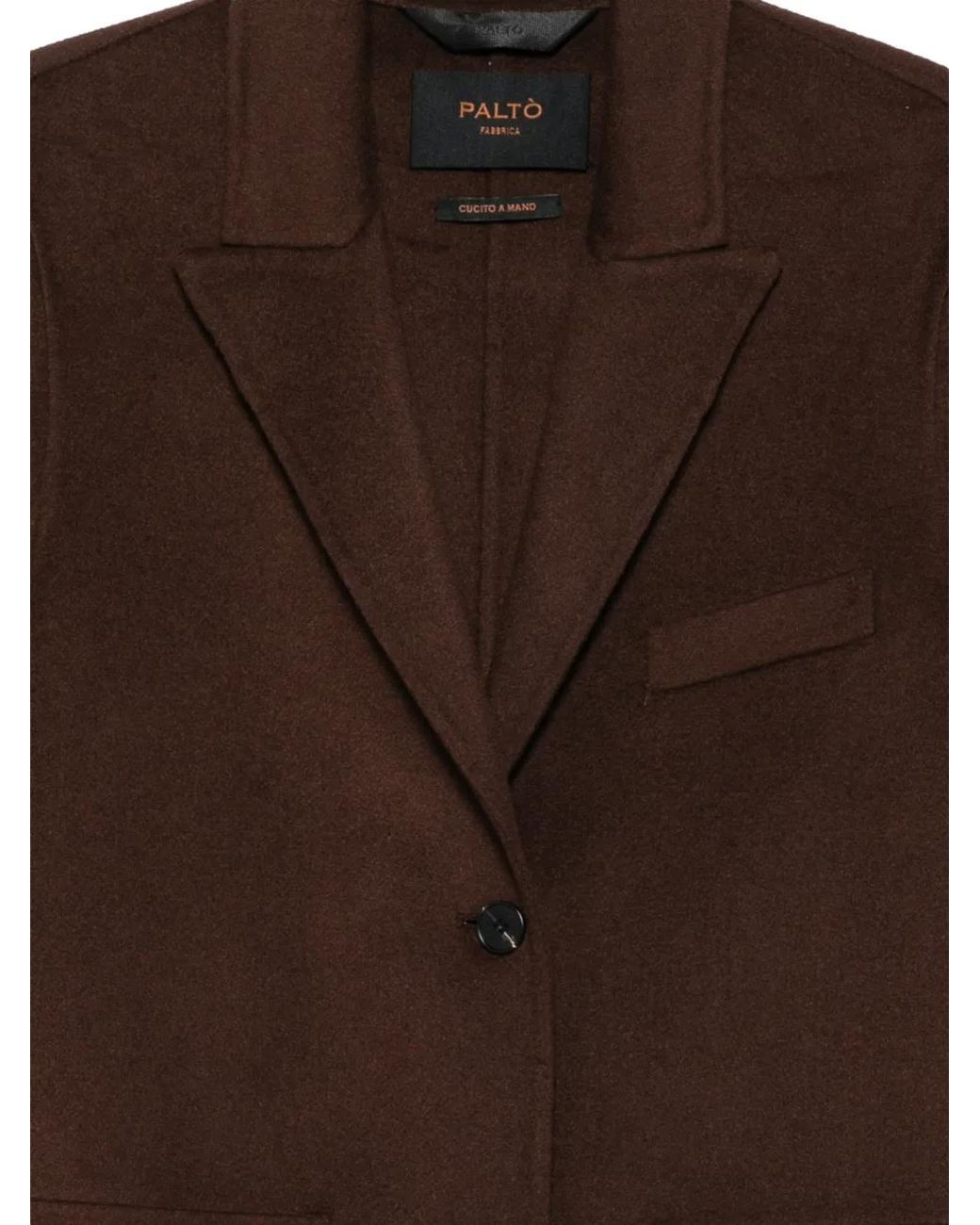 Paltò Brown Single-Breasted Wool Coat