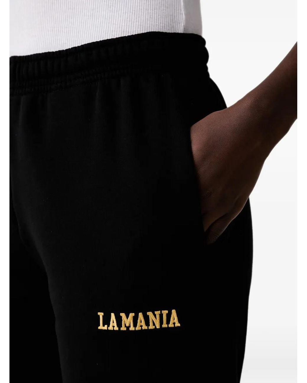 La Mania Black Grant Logo-Embroidered Elasticated Track Pants